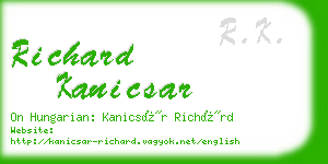 richard kanicsar business card